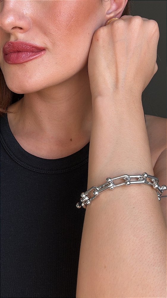 Pulseira Insp Tiffany Média Prata Ajustável
