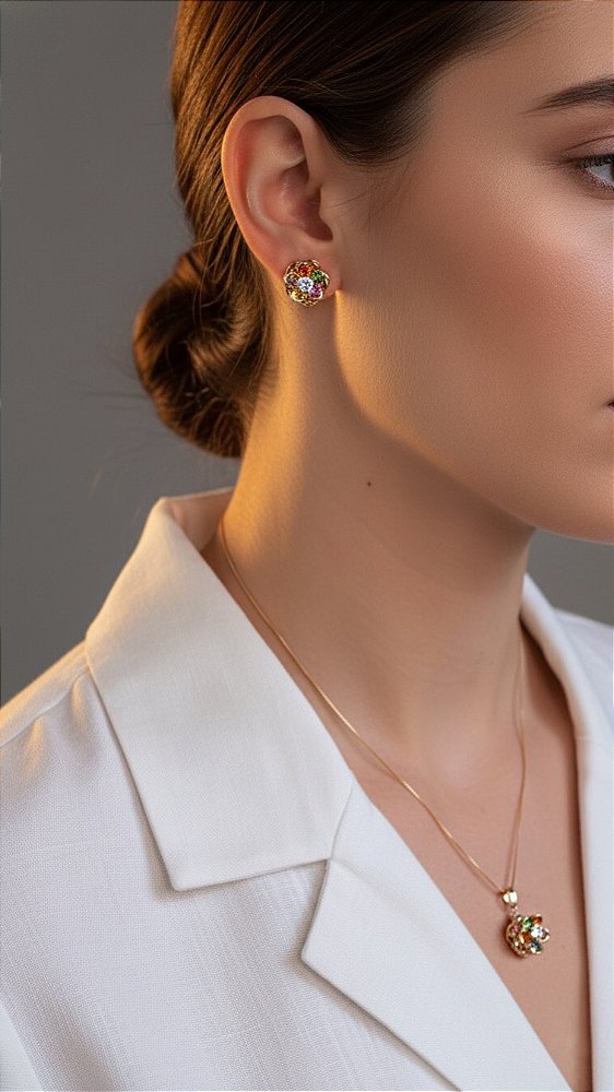 Conjunto Floral Cristal Colorido