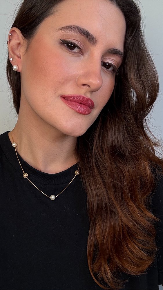 Conjunto Curto Mix Esferas E Pérolas Dourado