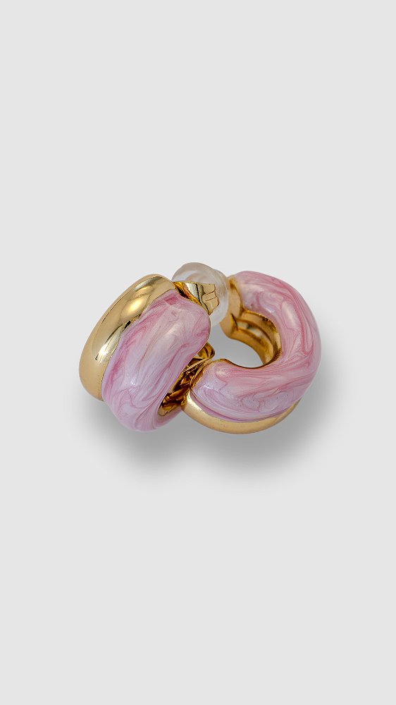 Brinco Mini Argola Esmaltada Rose Aço Dourado