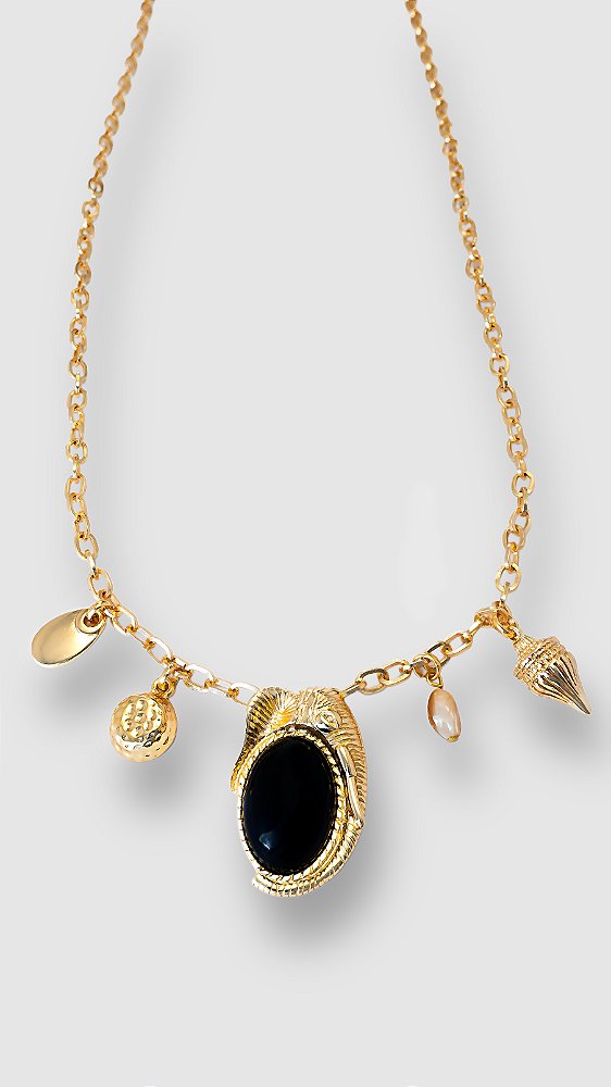 Colar Alongado Elementos Dourado
