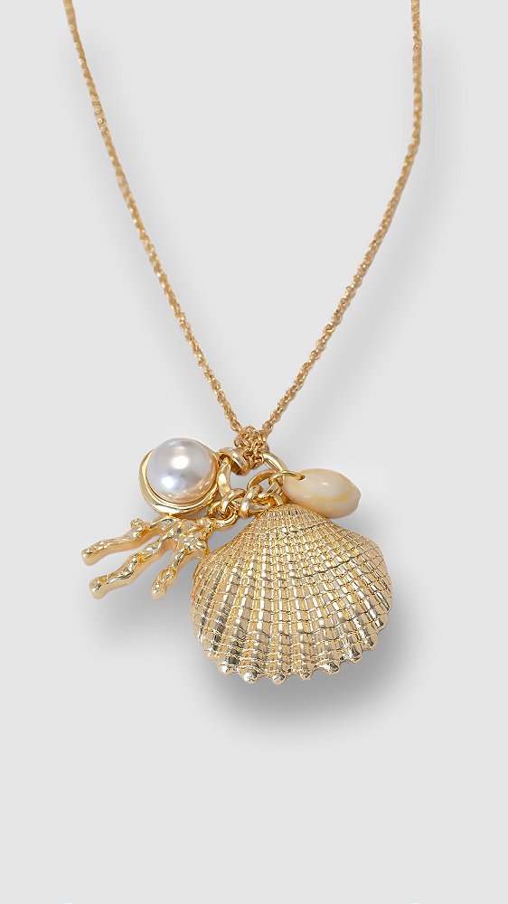 Colar Alongado Elementos do Mar Dourado
