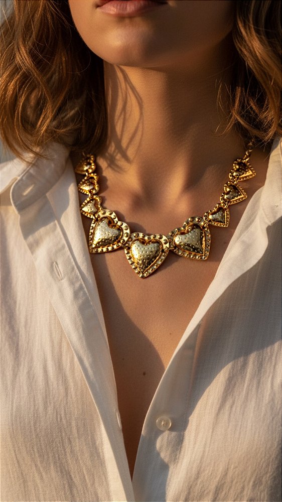 Colar Corações Chloé Dourado