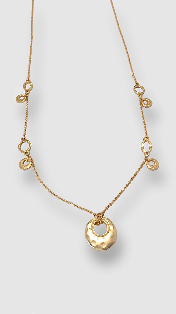 Colar Alongado Pingentes Orgânicos Dourado