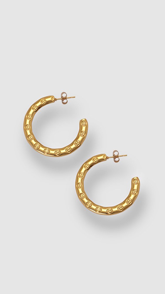 Brinco Argola Insp Cartier Aço Dourado