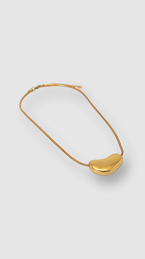 Colar Pingente Orgânico Aço Dourado