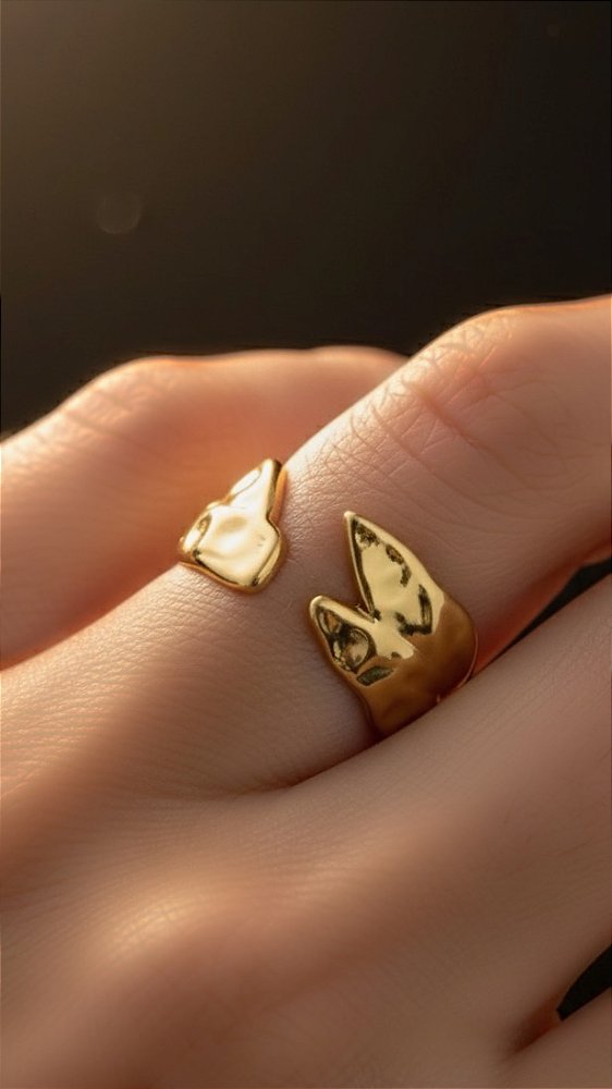 Anel Orgânico Aço Dourado