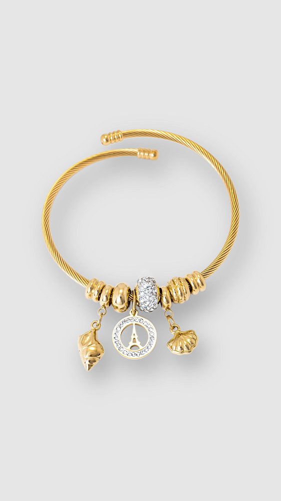 Bracelete La Vie Berloques Aço Dourado