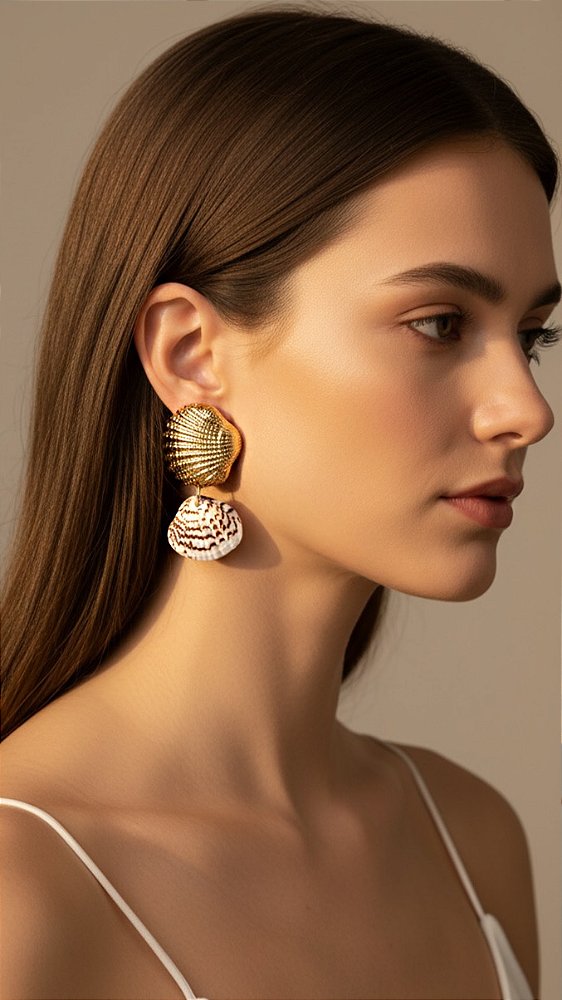 Brinco Insp Chloé Conchas Mescla Dourado