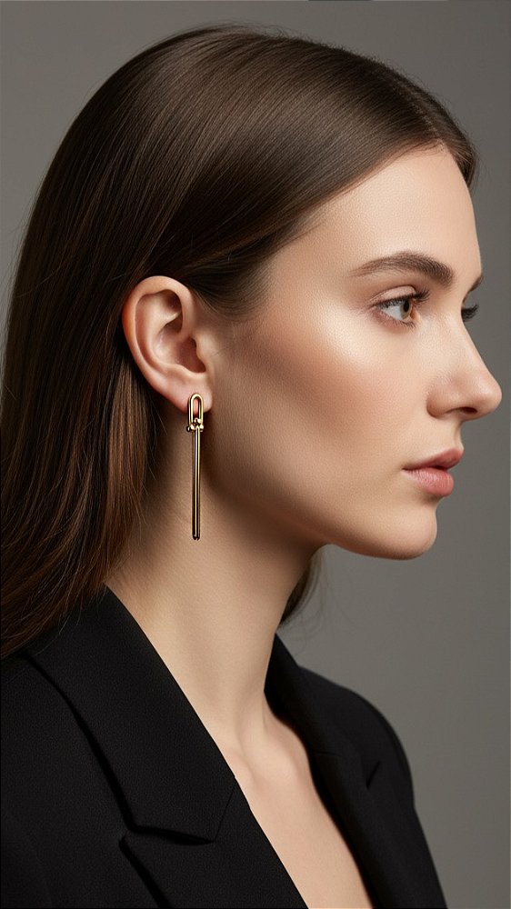 Brinco Elos Alongado Insp Tiffany Dourado