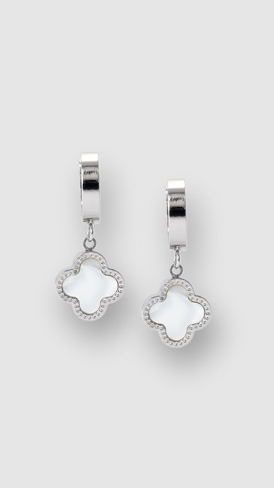 Brinco Insp Van Cleef Alhambra Madrepérola Aço Prata