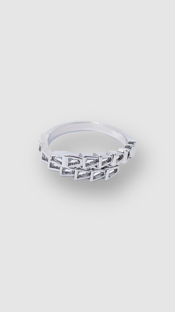 Anel Insp Bulgari Zircônia Prata Ajustável