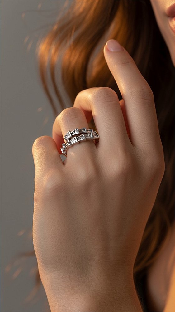 Anel Serpente Insp Bulgari Zircônia Prata Ajustável