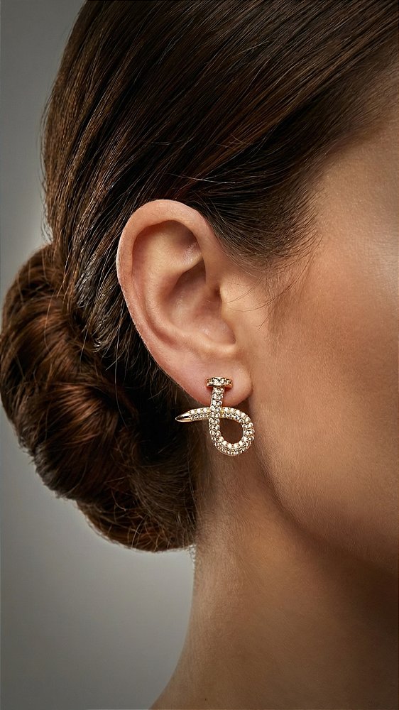 Brinco Insp Cartier Prego Zircônia Dourado