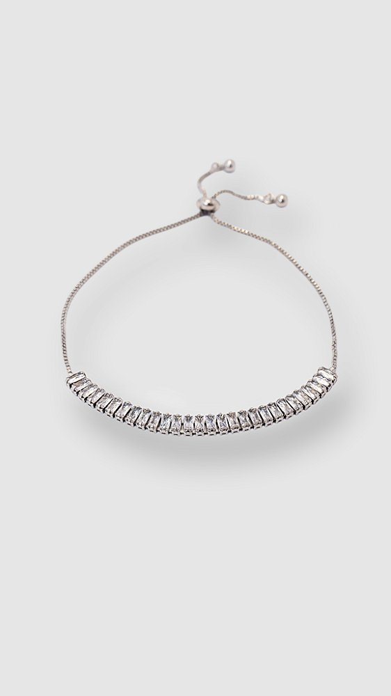 Pulseira Riviera Zircônia Ajustável Prata