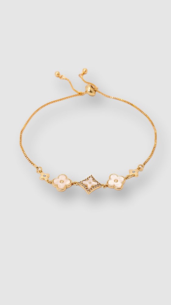 Pulseira Insp Van Cleef Madrepérola Ajustável Dourado