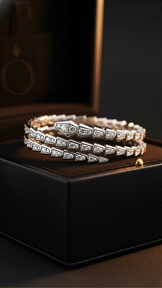 Bracelete Serpente Insp Bulgari Zircônia Prata