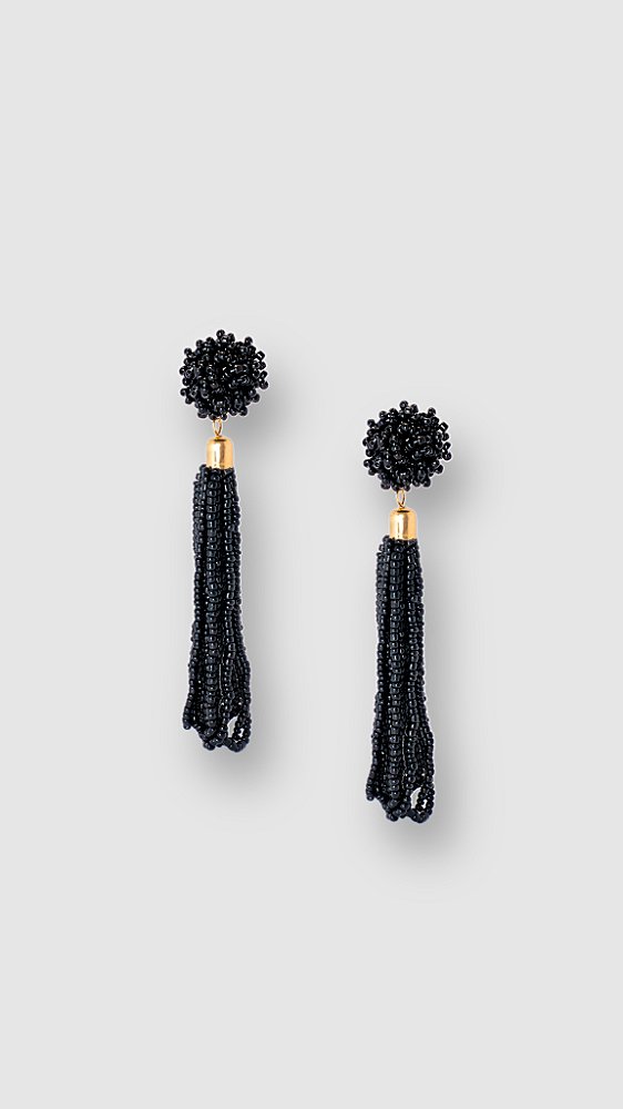 Brinco Insp Chanel Miçangas Preto Alonagado