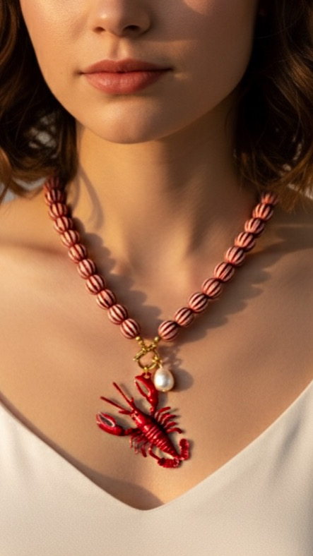 Colar Lagosta Pink Resina