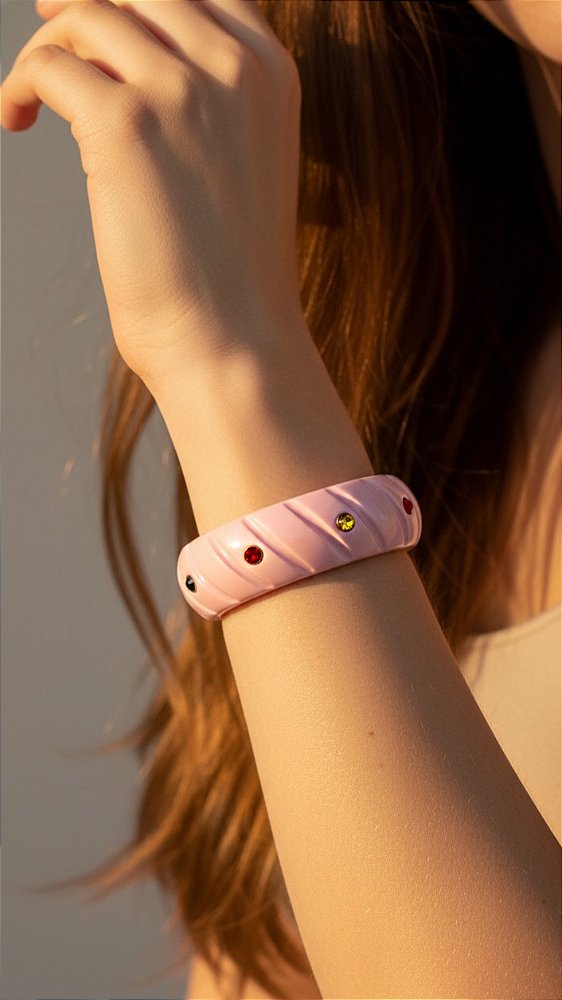 Bracelete Resina Color Strass Colorido