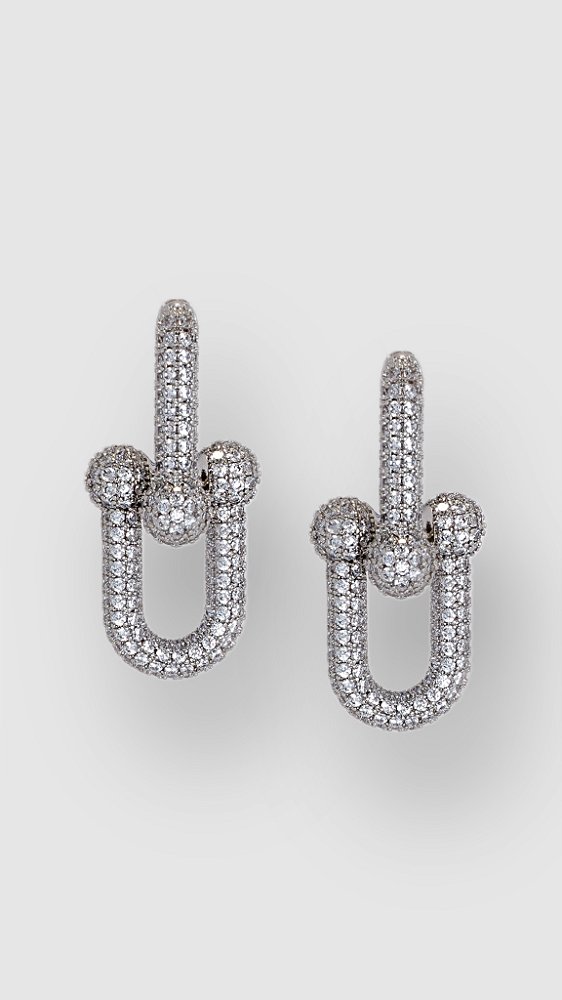 Brinco Elos Insp Tiffany Cravejado Prata