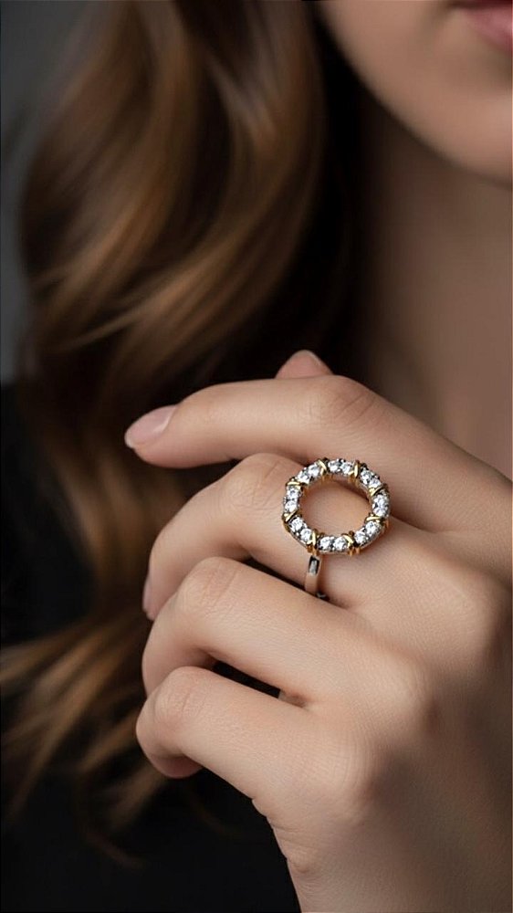 Anel Insp Tiffany X Círculo Prata Ajustável