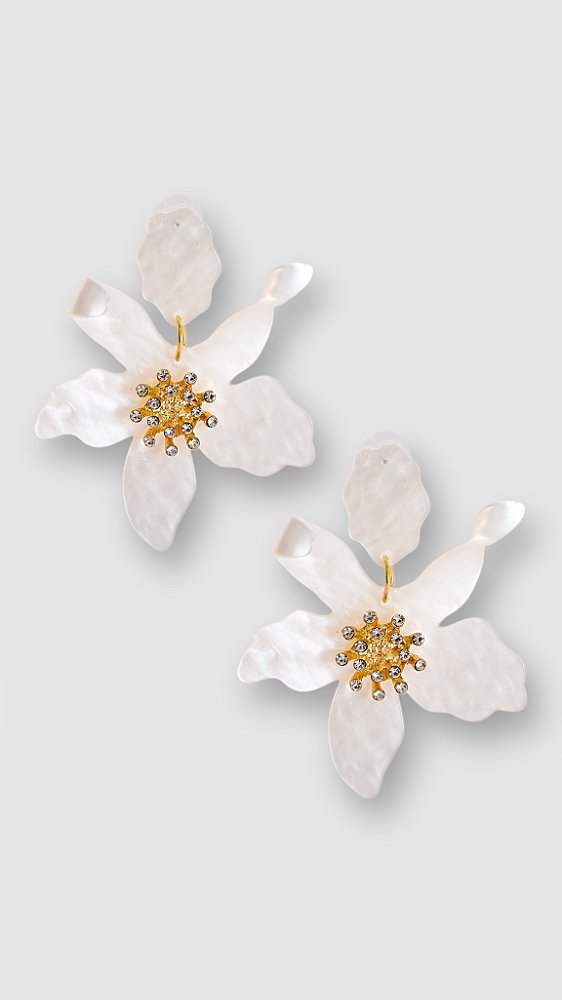 Brinco Resina Flor Madrepérola Off