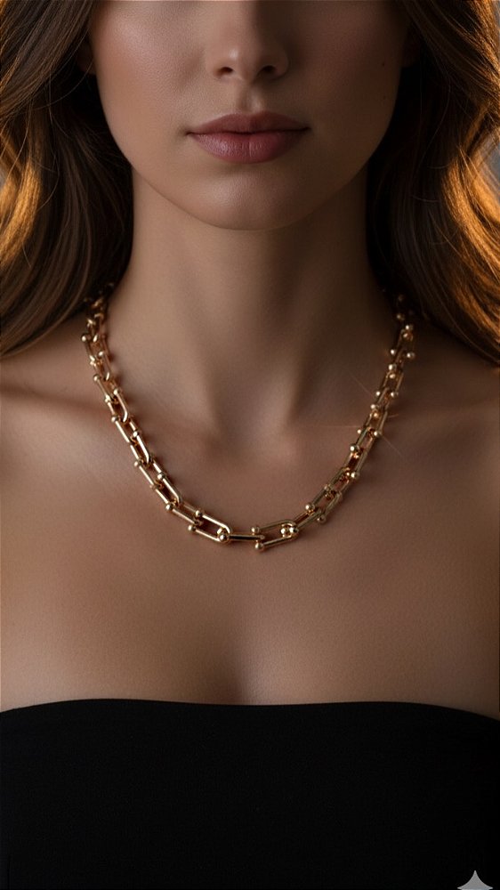 Colar Elos Inps Tiffany Médio Dourado