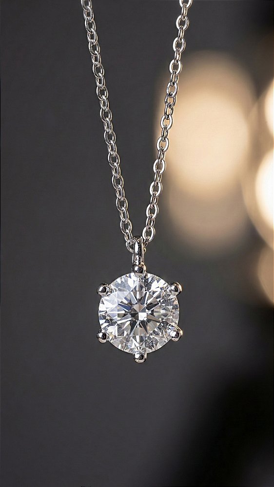 Colar Ponto de Luz Moissanite 6 Pontos Prata 925