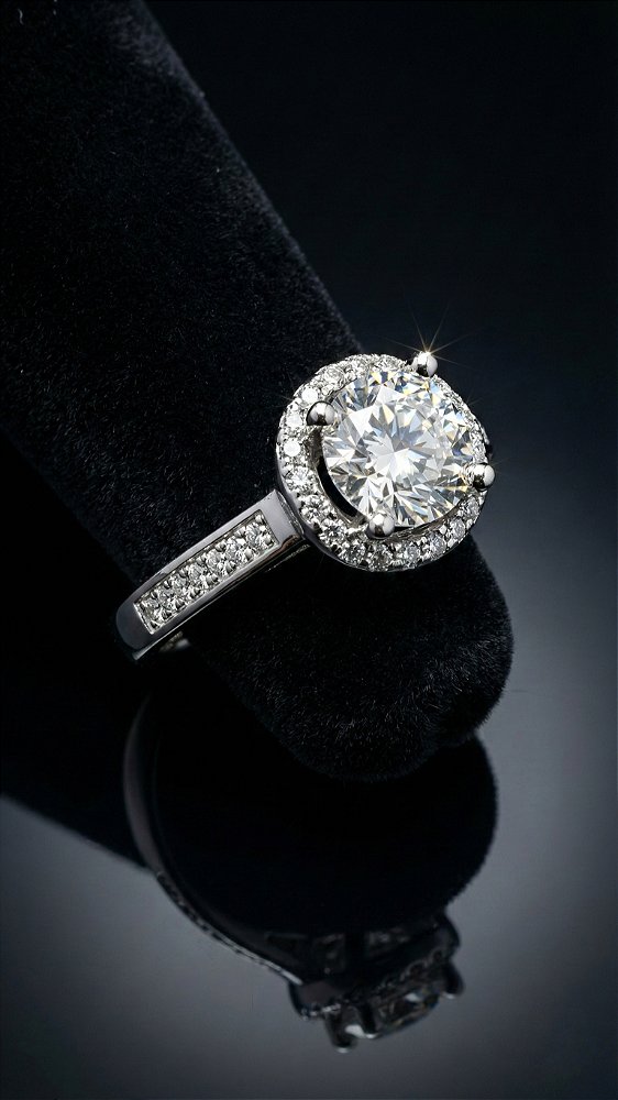 Anel Pedra 6,5mm Moissanite Cravejado Prata 925 Ajustável