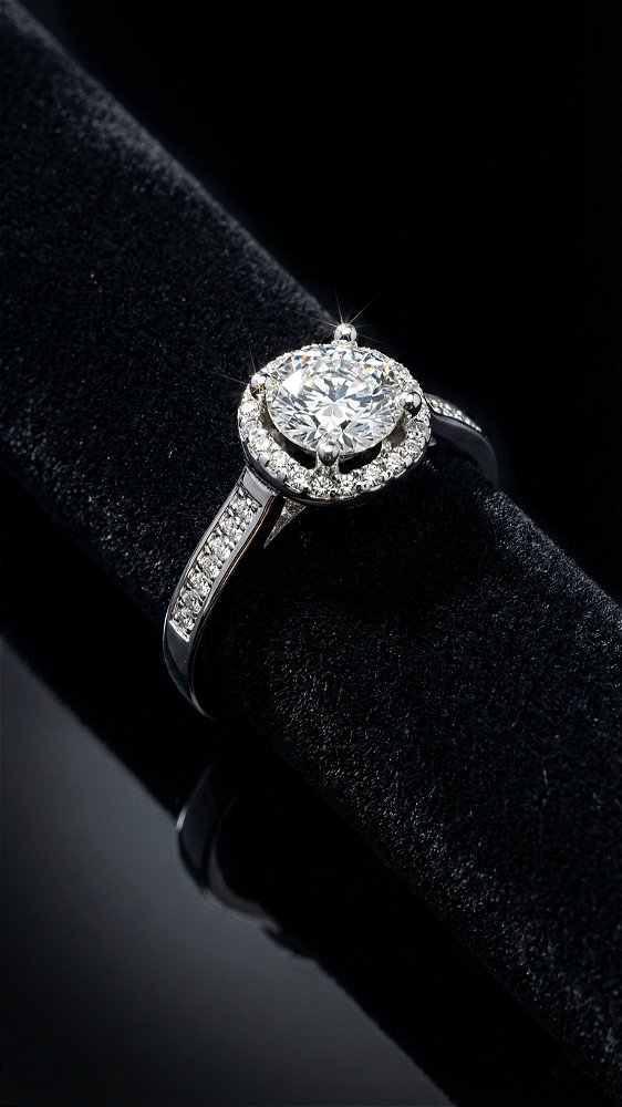 Anel Solitário Halo Pedra 1ct Moissanite Cravejado Prata 925 Ajustável