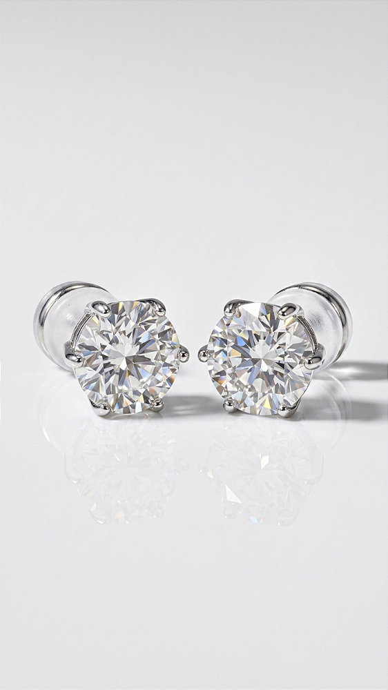 Brinco Pedra M Moissanite 2ct Ponto de Luz 6 Pontas Prata 925
