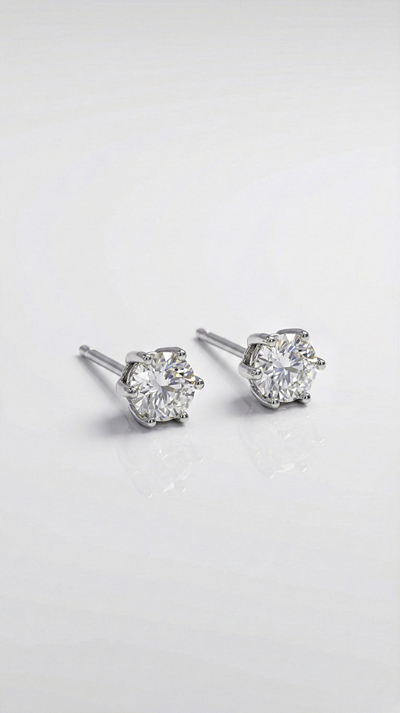 Brinco Pedra P Moissanite 0.8ct Ponto de Luz 6 Pontas Prata 925