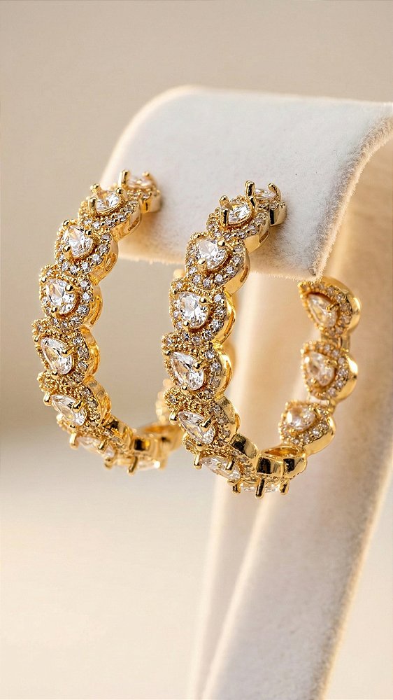 Brinco Argola Pequena Insp Swarovski Zircônia Dourada