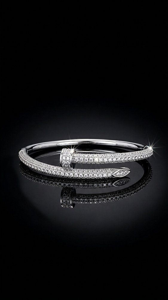 Bracelete Prego Insp Cartier Prego Médio Cravejado Prata