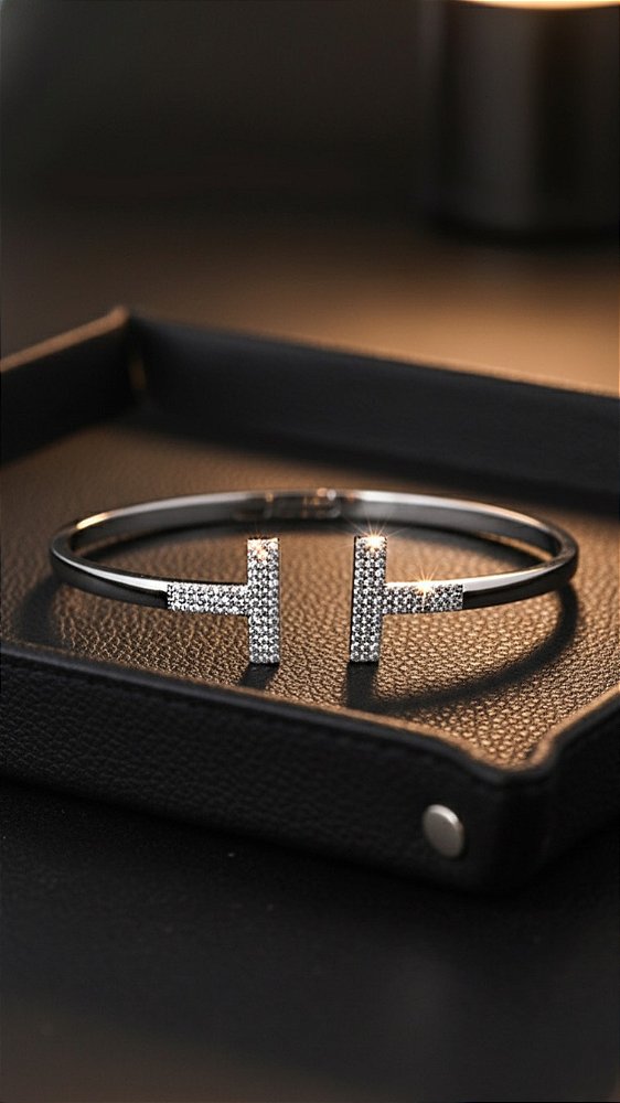 Bracelete Insp Tiffany Cravejado Prata