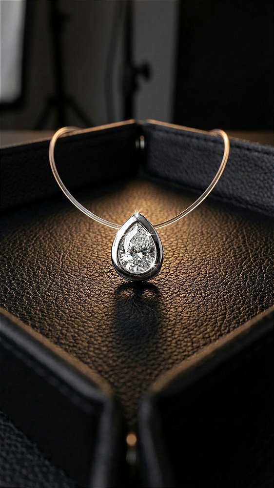 Colar Ponto de Luz Gota Prata Cordão Transparente