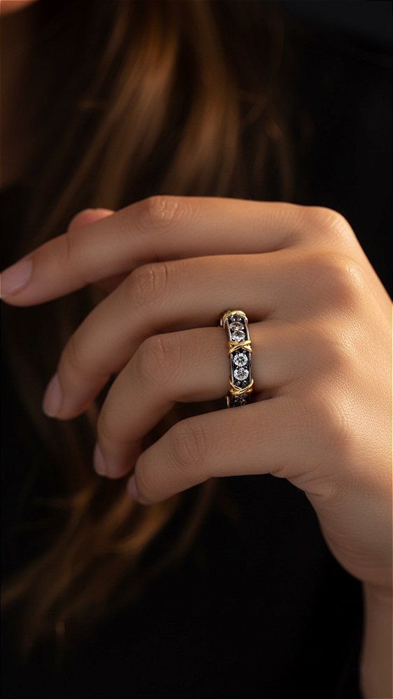 Anel Insp Tiffany X Duo Prata Ajustável