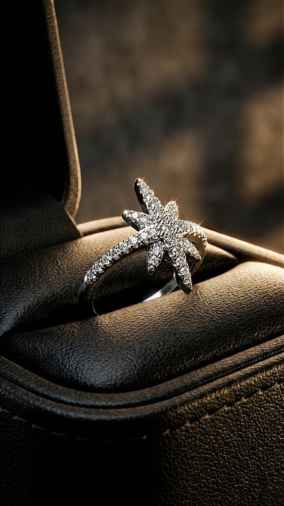 Anel Estrela Canopus Zircônia Cravejada Prata