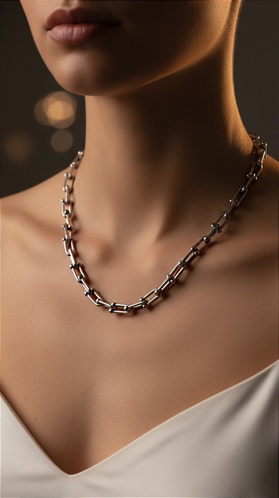 Colar Elos Insp Tiffany Aço Prata