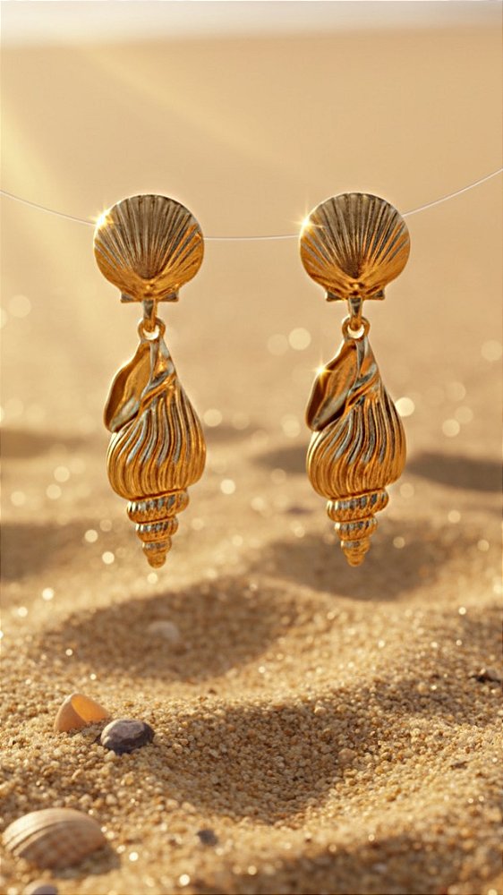 Brinco Concha Chic Dourado