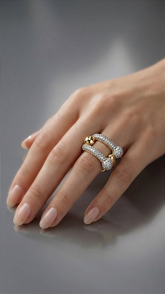 Anel Insl Elo Tiffany Máxi Cravejado