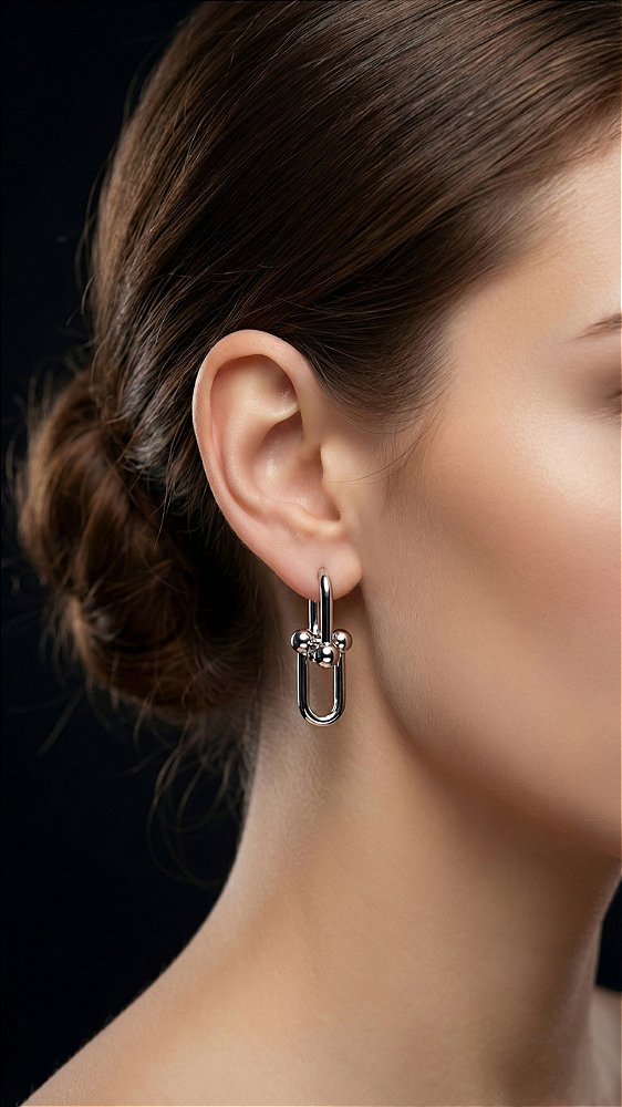 Brinco Elos Insp Tiffany 2 em 1 Médio Prata