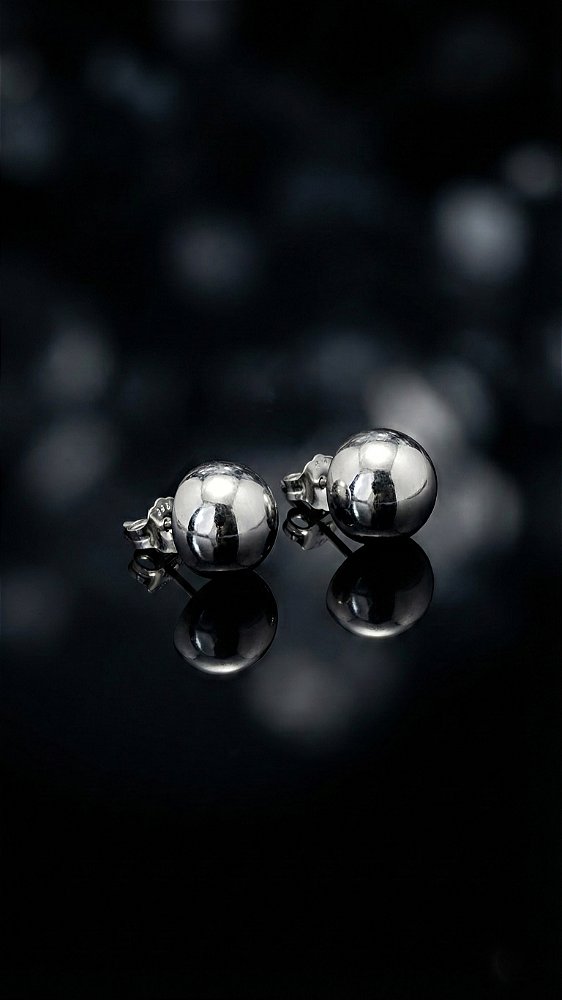 Brinco Esfera Aço Prata