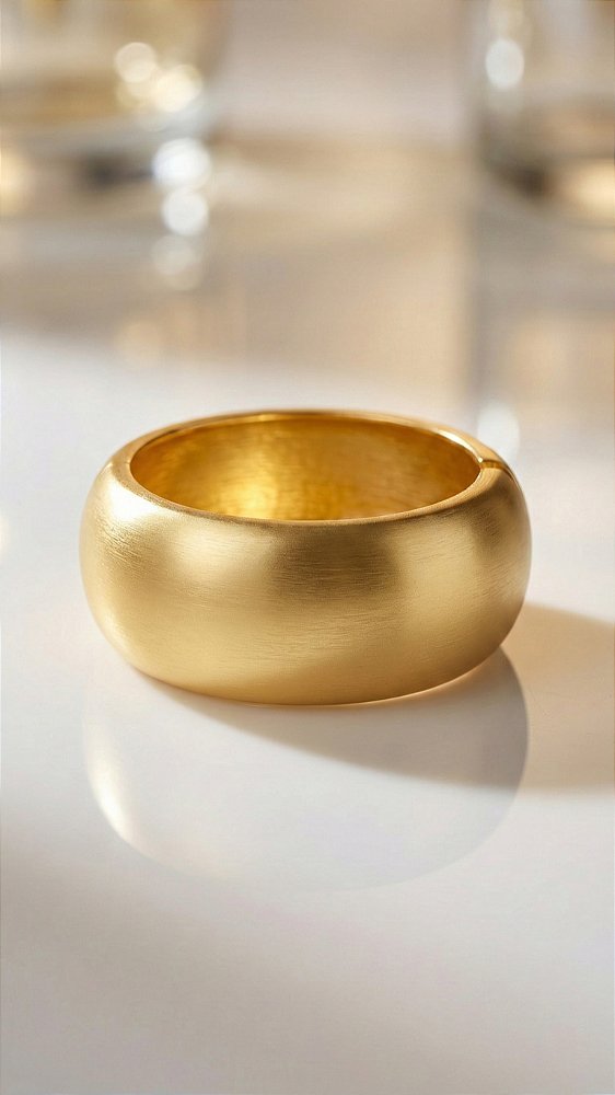 Bracelete Redondo Metal Escovado Dourado