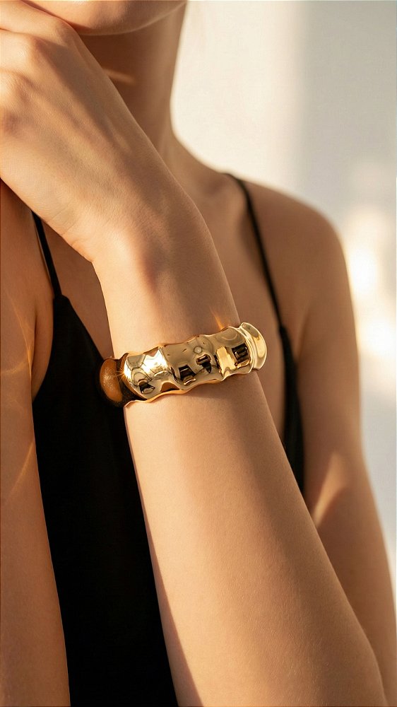 Bracelete Orgânico Metal Dourado
