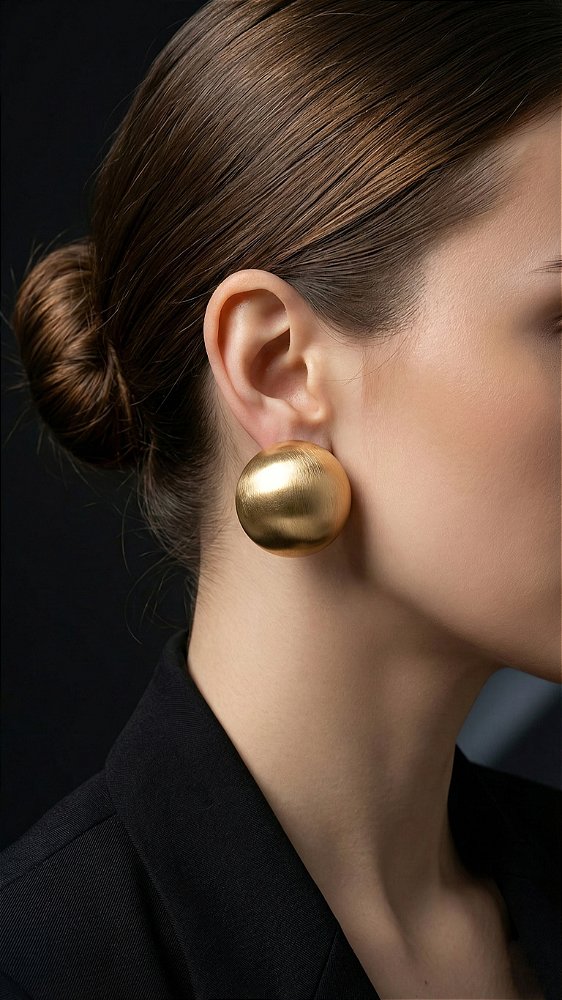 Brinco Esfera Escovado Dourado