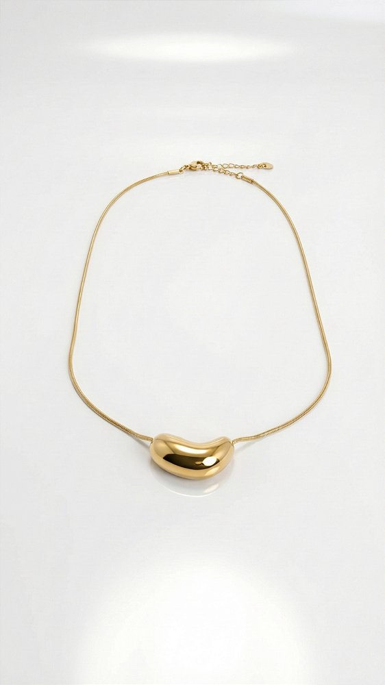 Colar Pingente Orgânico Banho Ouro 18K Aço