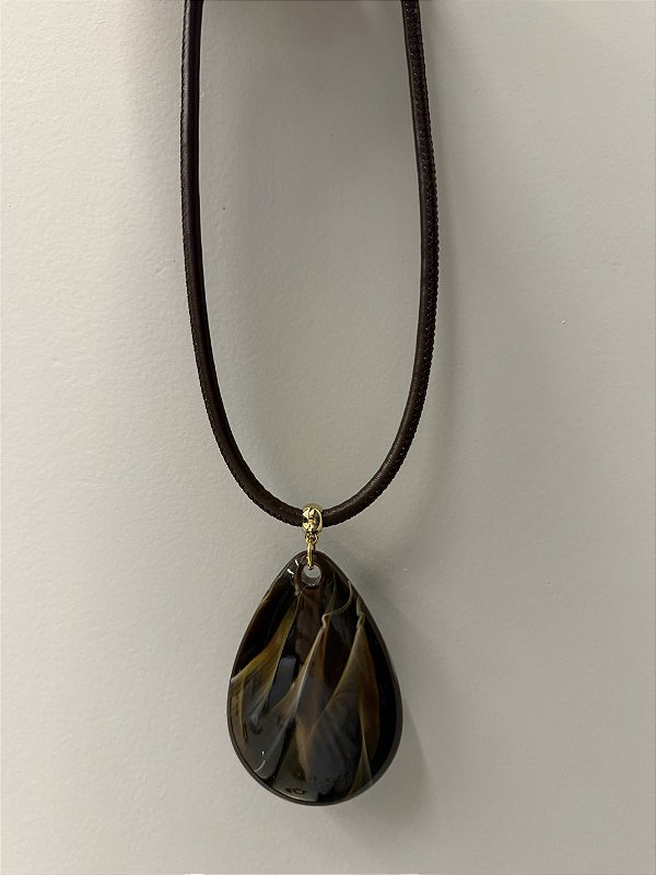 Colar Cordão Gota Resina