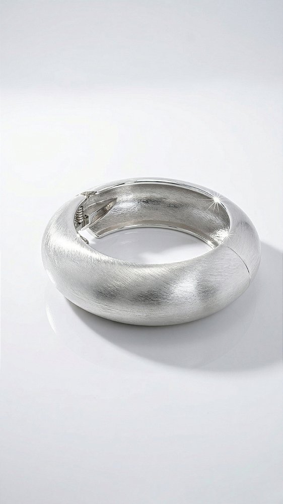 Bracelete Redondo Metal Escovado Prata